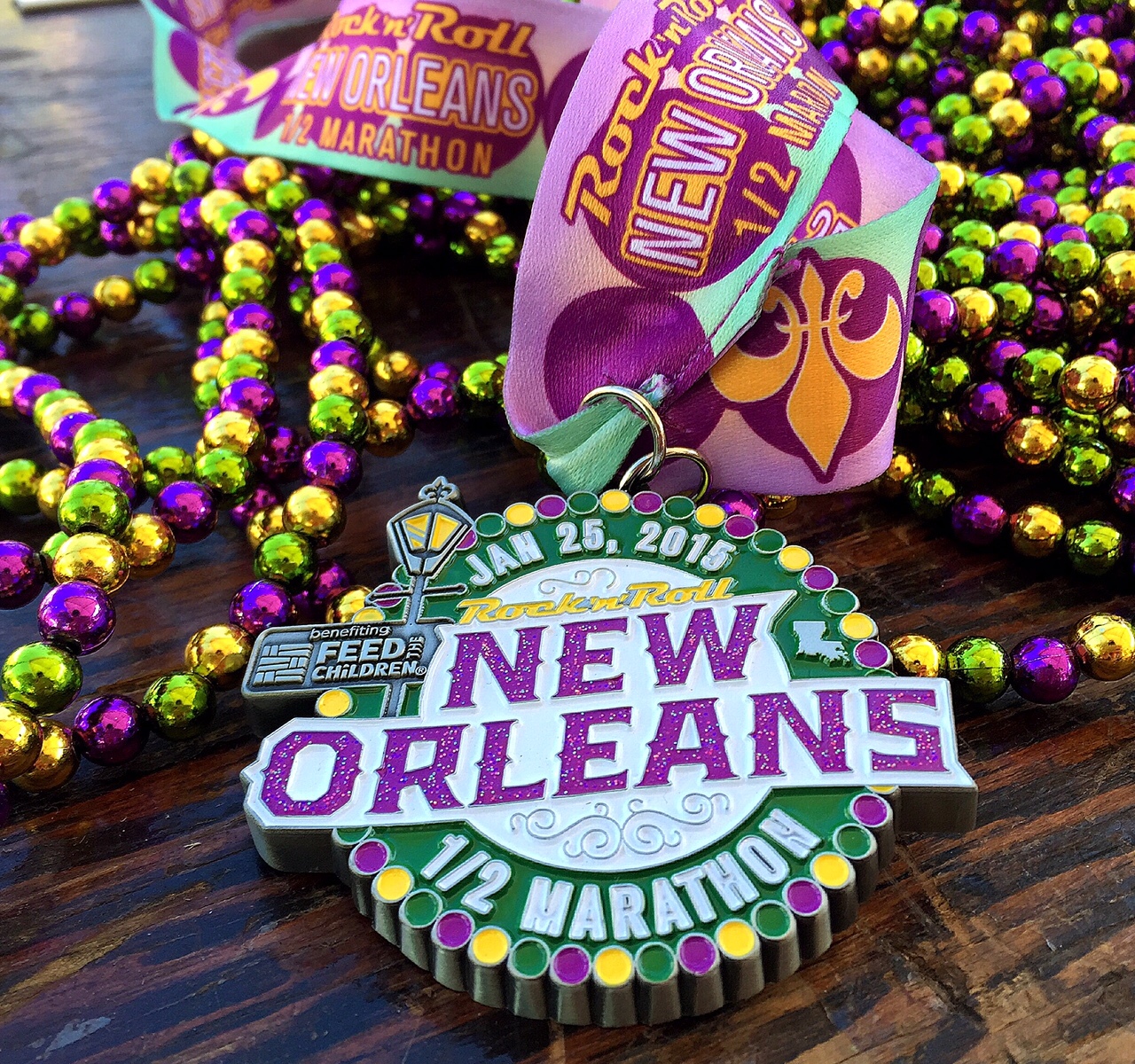 Blinging out at RnRNOLA's bead your medal station.